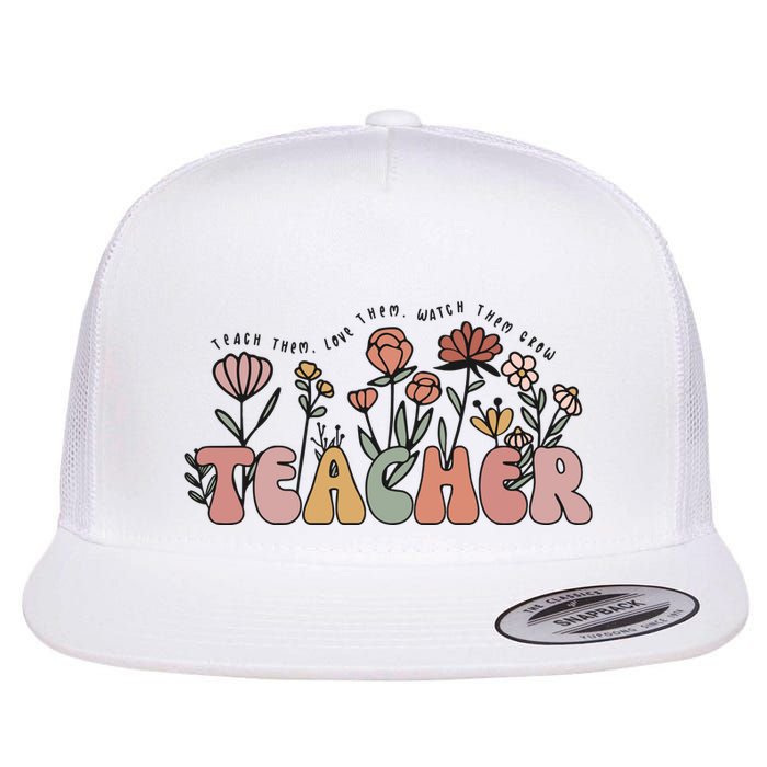 Floral Teacher Tote Bag Teach Them Love Them Flat Bill Trucker Hat