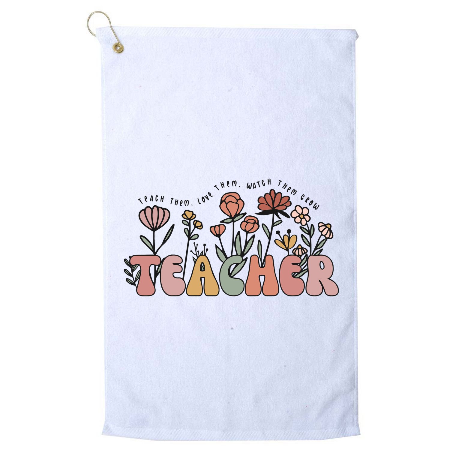 Floral Teacher Tote Bag Teach Them Love Them Golf Towel