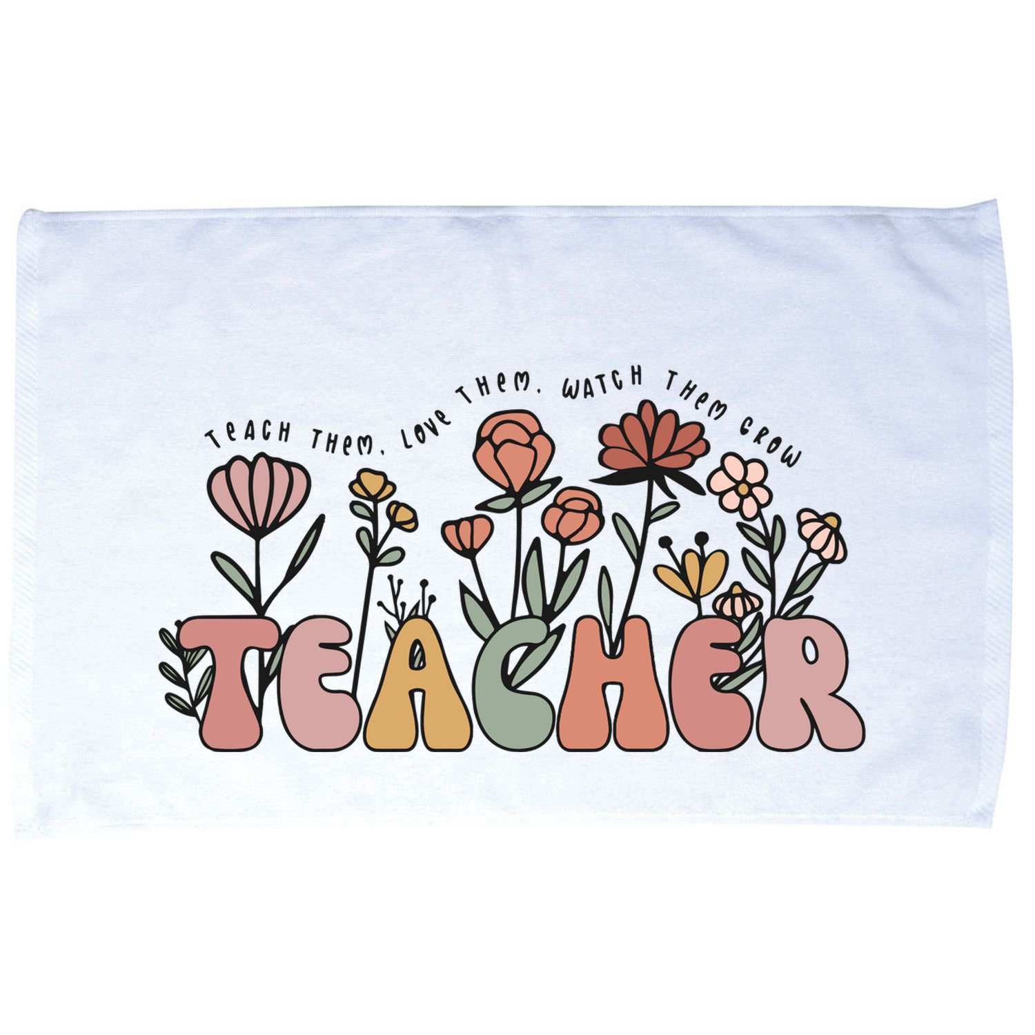 Floral Teacher Tote Bag Teach Them Love Them Microfiber Hand Towel