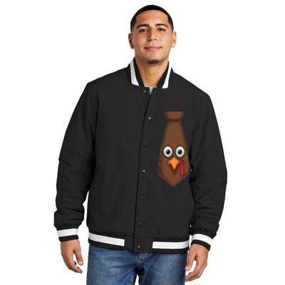 Funny Thanksgiving Tie With Turkey For Family Dinner Insulated Varsity Jacket