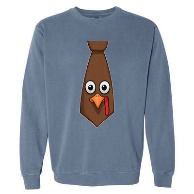 Funny Thanksgiving Tie With Turkey For Family Dinner Garment-Dyed Sweatshirt