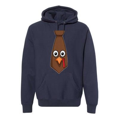 Funny Thanksgiving Tie With Turkey For Family Dinner Premium Hoodie