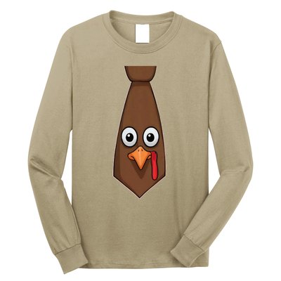 Funny Thanksgiving Tie With Turkey For Family Dinner Long Sleeve Shirt