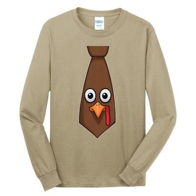 Funny Thanksgiving Tie With Turkey For Family Dinner Tall Long Sleeve T-Shirt