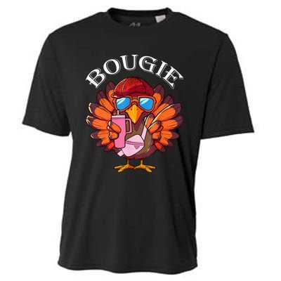 Funny Thanksgiving Turkey Trendy Bougie Fall Vibes Women Cooling Performance Crew T-Shirt