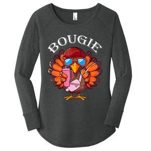 Funny Thanksgiving Turkey Trendy Bougie Fall Vibes Women Women's Perfect Tri Tunic Long Sleeve Shirt