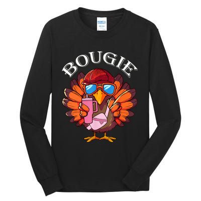 Funny Thanksgiving Turkey Trendy Bougie Fall Vibes Women Tall Long Sleeve T-Shirt