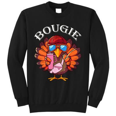 Funny Thanksgiving Turkey Trendy Bougie Fall Vibes Women Tall Sweatshirt