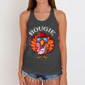 Funny Thanksgiving Turkey Trendy Bougie Fall Vibes Women Women's Knotted Racerback Tank