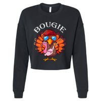 Funny Thanksgiving Turkey Trendy Bougie Fall Vibes Women Cropped Pullover Crew