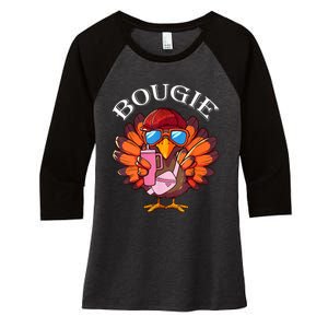 Funny Thanksgiving Turkey Trendy Bougie Fall Vibes Women Women's Tri-Blend 3/4-Sleeve Raglan Shirt