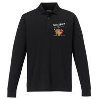 Funny Thanksgiving Turkey Guess What Turkey Butt! Performance Long Sleeve Polo