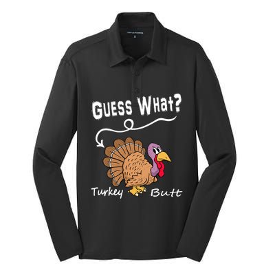 Funny Thanksgiving Turkey Guess What Turkey Butt! Silk Touch Performance Long Sleeve Polo