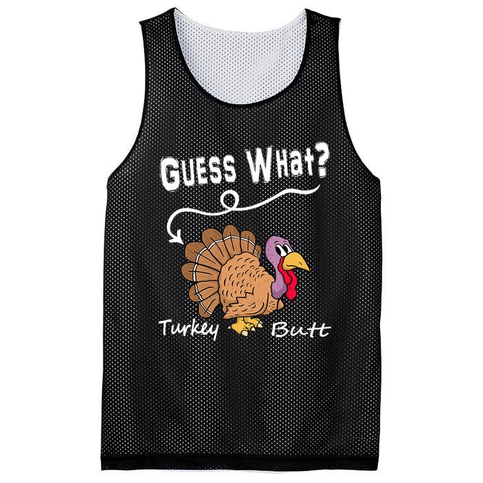 Funny Thanksgiving Turkey Guess What Turkey Butt! Mesh Reversible Basketball Jersey Tank