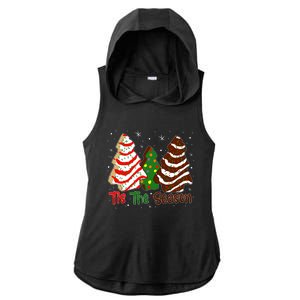 Funny Tis The Season Design Christmas Tree Cakes Debbie Ladies PosiCharge Tri-Blend Wicking Draft Hoodie Tank