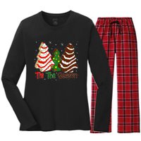 Funny Tis The Season Design Christmas Tree Cakes Debbie Women's Long Sleeve Flannel Pajama Set 