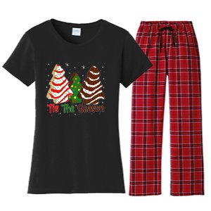 Funny Tis The Season Design Christmas Tree Cakes Debbie Women's Flannel Pajama Set