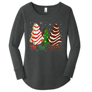 Funny Tis The Season Design Christmas Tree Cakes Debbie Women's Perfect Tri Tunic Long Sleeve Shirt