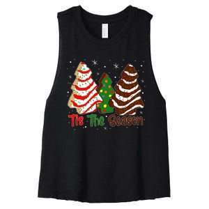 Funny Tis The Season Design Christmas Tree Cakes Debbie Women's Racerback Cropped Tank