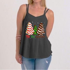 Funny Tis The Season Design Christmas Tree Cakes Debbie Women's Strappy Tank