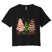 Funny Tis The Season Design Christmas Tree Cakes Debbie Women's Crop Top Tee