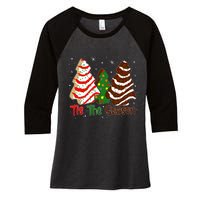 Funny Tis The Season Design Christmas Tree Cakes Debbie Women's Tri-Blend 3/4-Sleeve Raglan Shirt