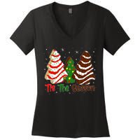 Funny Tis The Season Design Christmas Tree Cakes Debbie Women's V-Neck T-Shirt