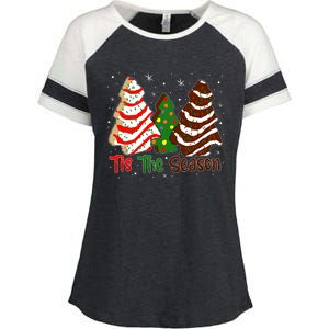 Funny Tis The Season Design Christmas Tree Cakes Debbie Enza Ladies Jersey Colorblock Tee