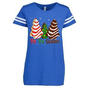 Funny Tis The Season Design Christmas Tree Cakes Debbie Enza Ladies Jersey Football T-Shirt