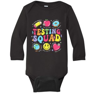 Funny Teacher Test Day Motivational Gift Teacher Testing Squad Baby Long Sleeve Bodysuit