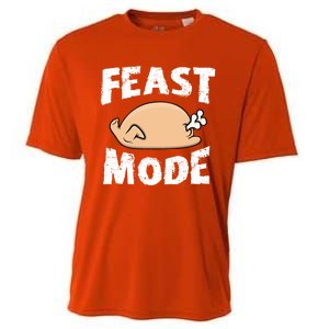 Funny Thanksgiving Turkey Feast Mode Gift Cooling Performance Crew T-Shirt