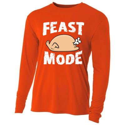 Funny Thanksgiving Turkey Feast Mode Gift Cooling Performance Long Sleeve Crew