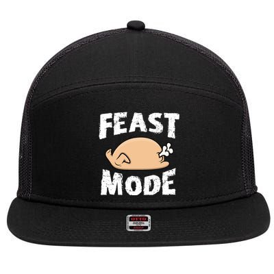 Funny Thanksgiving Turkey Feast Mode Gift 7 Panel Mesh Trucker Snapback Hat