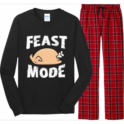 Funny Thanksgiving Turkey Feast Mode Gift Long Sleeve Pajama Set