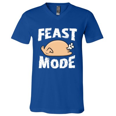 Funny Thanksgiving Turkey Feast Mode Gift V-Neck T-Shirt