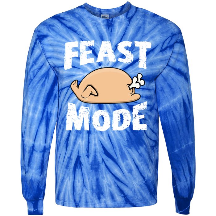 Funny Thanksgiving Turkey Feast Mode Gift Tie-Dye Long Sleeve Shirt