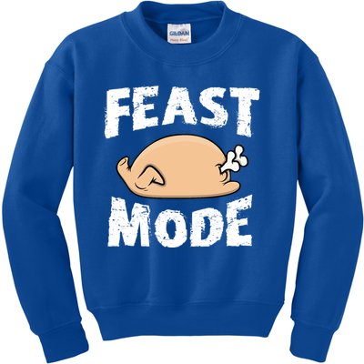 Funny Thanksgiving Turkey Feast Mode Gift Kids Sweatshirt