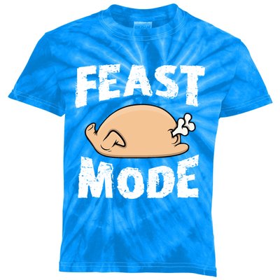 Funny Thanksgiving Turkey Feast Mode Gift Kids Tie-Dye T-Shirt