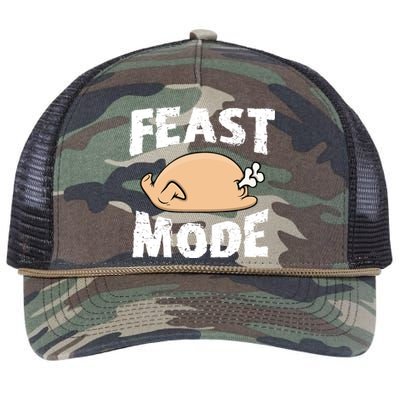 Funny Thanksgiving Turkey Feast Mode Gift Retro Rope Trucker Hat Cap