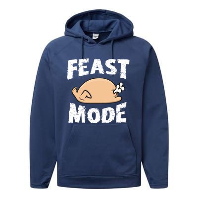 Funny Thanksgiving Turkey Feast Mode Gift Performance Fleece Hoodie