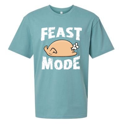 Funny Thanksgiving Turkey Feast Mode Gift Sueded Cloud Jersey T-Shirt