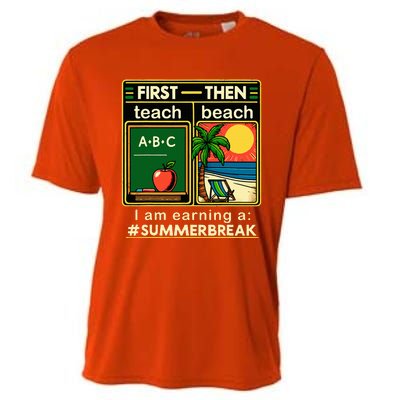 First Teach The Beach Teacher Cooling Performance Crew T-Shirt