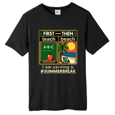 First Teach The Beach Teacher Tall Fusion ChromaSoft Performance T-Shirt