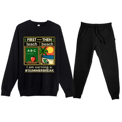 First Teach The Beach Teacher Premium Crewneck Sweatsuit Set