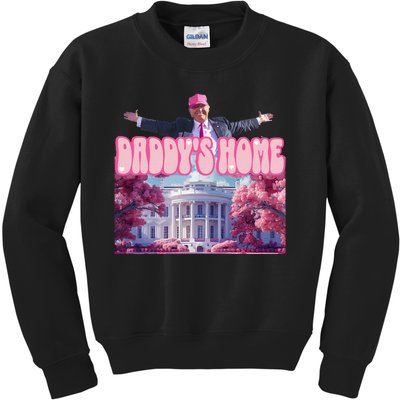 Funny Trump Take America Back DaddyS Home Trump Pink 2024 Gift Kids Sweatshirt