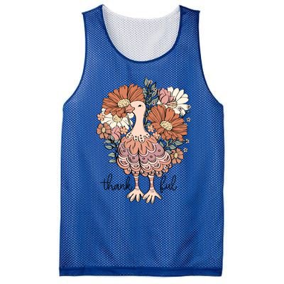 Floral Turkey Thankful Thanksgiving Flowers Gobble Gobble Gift Mesh Reversible Basketball Jersey Tank