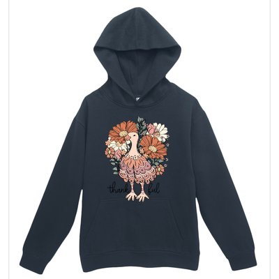 Floral Turkey Thankful Thanksgiving Flowers Gobble Gobble Gift Urban Pullover Hoodie