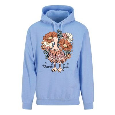 Floral Turkey Thankful Thanksgiving Flowers Gobble Gobble Gift Unisex Surf Hoodie