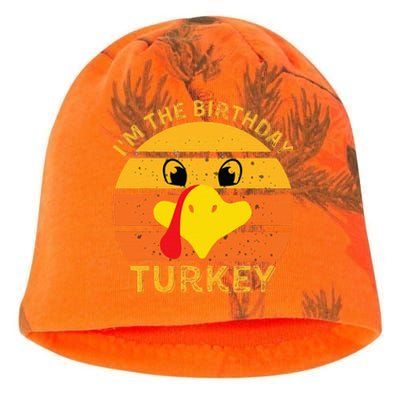 Funny Thanksgiving Turkey Face Happy Birthday Celebration Kati - Camo Knit Beanie