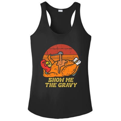 Funny Thanksgiving Turkey Roast Dinner Show Me The Gravy Gift Ladies PosiCharge Competitor Racerback Tank